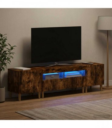 vidaXL 3 Piece LED TV Cabinet ARNHEM 3 pcs Smoked Oak Engineered Wood