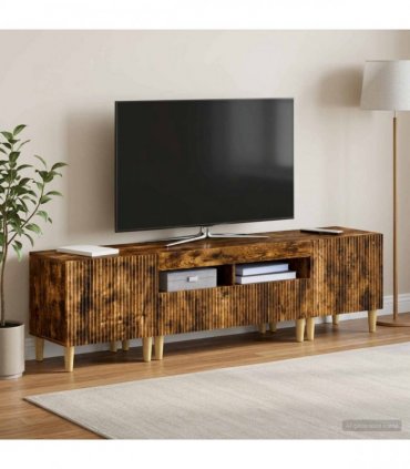 vidaXL 3 Piece LED TV Cabinet ARNHEM 3 pcs Smoked Oak Engineered Wood