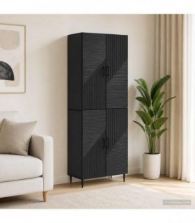 vidaXL Cabinet Set 2 pcs Black Engineered Wood