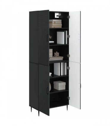 vidaXL Cabinet Set 2 pcs Black Engineered Wood