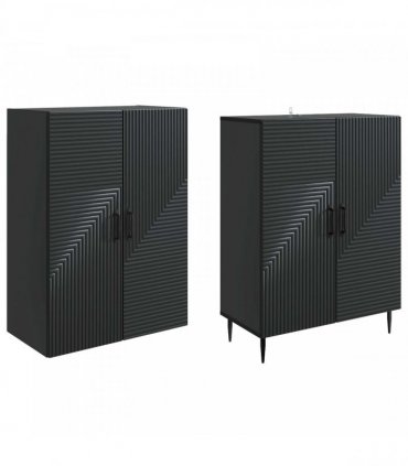 vidaXL Cabinet Set 2 pcs Black Engineered Wood