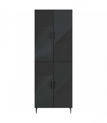 vidaXL Cabinet Set 2 pcs Black Engineered Wood