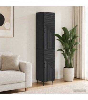 vidaXL Cabinet Set 2 pcs Black Engineered Wood