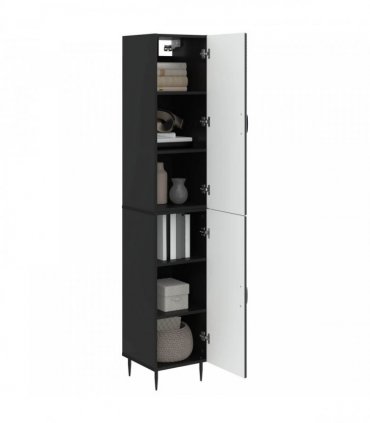 vidaXL Cabinet Set 2 pcs Black Engineered Wood