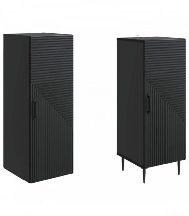vidaXL Cabinet Set 2 pcs Black Engineered Wood
