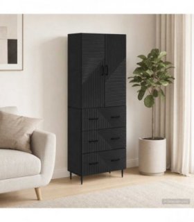 vidaXL Cabinet Set 2 pcs 66 x 34.5 x 90 cm Engineered Wood Black
