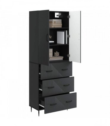 vidaXL Cabinet Set 2 pcs 66 x 34.5 x 90 cm Engineered Wood Black