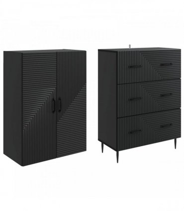 vidaXL Cabinet Set 2 pcs 66 x 34.5 x 90 cm Engineered Wood Black