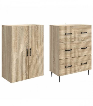 vidaXL Cabinet Set 2 pcs 66 x 34.5 x 90 cm Engineered Wood Sonoma Oak