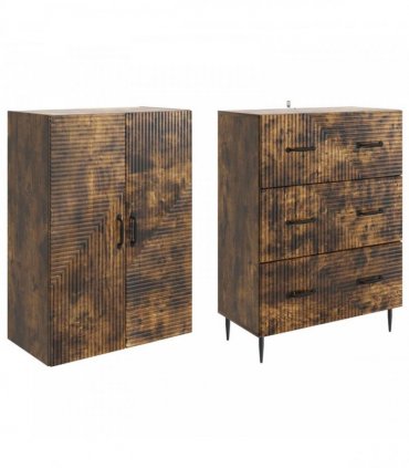 vidaXL Cabinet Set 2 pcs 66 x 34.5 x 90 cm Engineered Wood Smoked Oak