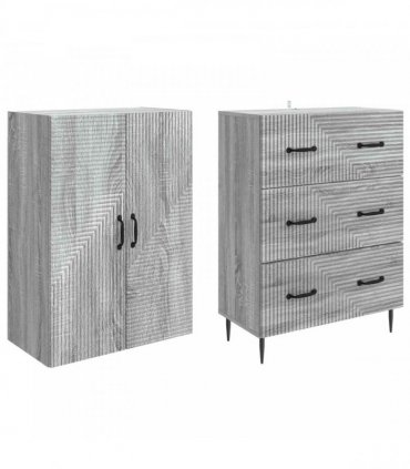 vidaXL Cabinet Set 2 pcs 66 x 34.5 x 90 cm Engineered Wood Grey Sonoma