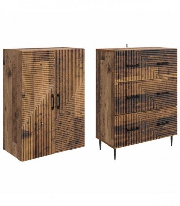 vidaXL Cabinet Set 2 pcs 66 x 34.5 x 90 cm Engineered Wood Old Wood