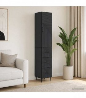 vidaXL Cabinet Set 2 pcs 33 x 34.5 x 90 cm Engineered Wood Black