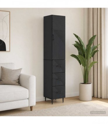 vidaXL Cabinet Set 2 pcs 33 x 34.5 x 90 cm Engineered Wood Black