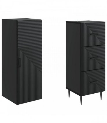 vidaXL Cabinet Set 2 pcs 33 x 34.5 x 90 cm Engineered Wood Black