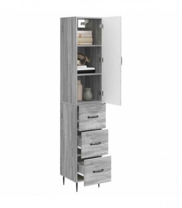 vidaXL Cabinet Set 2 pcs 33 x 34.5 x 90 cm Engineered Wood Grey Sonoma