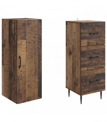 vidaXL Cabinet Set 2 pcs 33 x 34.5 x 90 cm Engineered Wood Old Wood