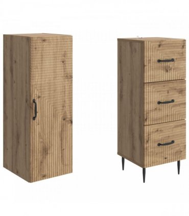 vidaXL Cabinet Set 2 pcs 33 x 34.5 x 90 cm Engineered Wood Artisan Oak