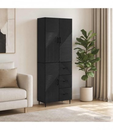 vidaXL Cabinet Set 2 pcs Black Engineered Wood