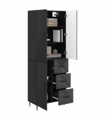 vidaXL Cabinet Set 2 pcs Black Engineered Wood