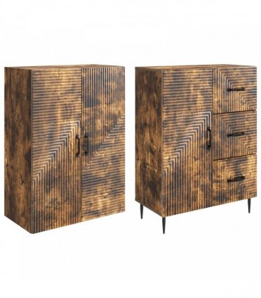 vidaXL Cabinet Set 2 pcs Smoked Oak Engineered Wood
