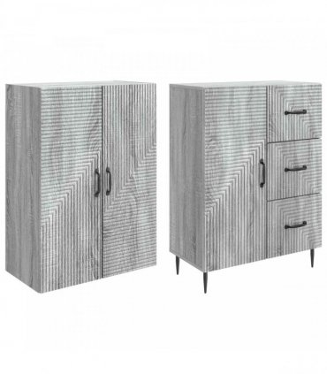 vidaXL Cabinet Set 2 pcs Grey Sonoma Engineered Wood