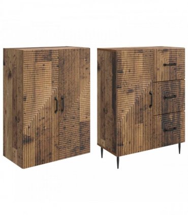 vidaXL Cabinet Set 2 pcs Old Wood Engineered Wood