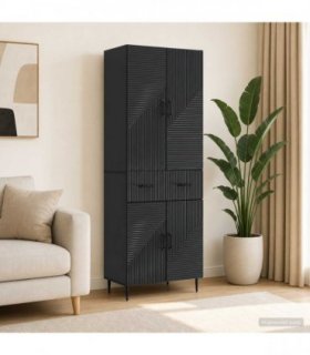 vidaXL Cabinet Set 2 pcs Black Engineered Wood