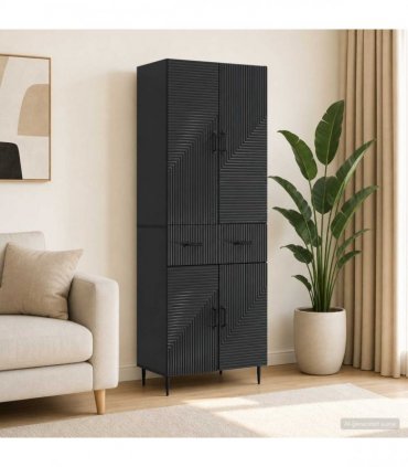 vidaXL Cabinet Set 2 pcs Black Engineered Wood