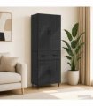 vidaXL Cabinet Set 2 pcs Black Engineered Wood