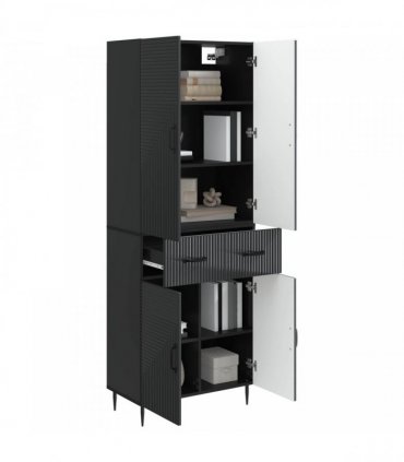 vidaXL Cabinet Set 2 pcs Black Engineered Wood