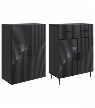 vidaXL Cabinet Set 2 pcs Black Engineered Wood