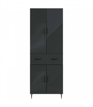 vidaXL Cabinet Set 2 pcs Black Engineered Wood