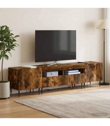 vidaXL 3 Piece LED TV Cabinet Smoked Oak Engineered Wood