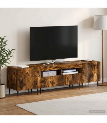 vidaXL 3 Piece LED TV Cabinet Smoked Oak Engineered Wood