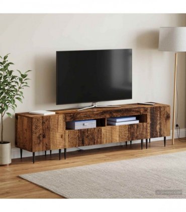 vidaXL 3 Piece LED TV Cabinet Old Wood Engineered Wood