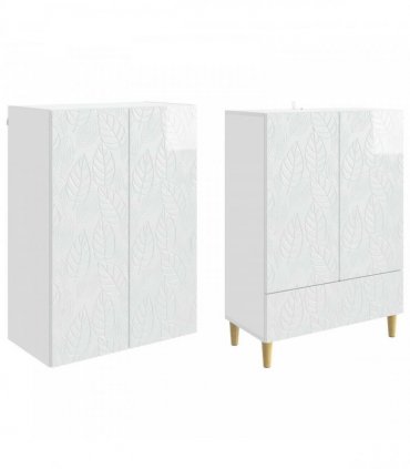 vidaXL Cabinet Set 2 pcs High Gloss White Engineered Wood