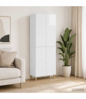 vidaXL Cabinet Set 2 pcs High Gloss White Engineered Wood