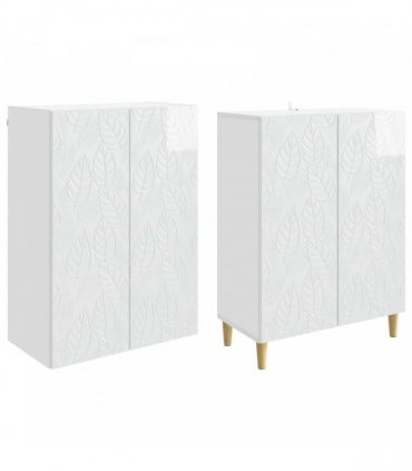 vidaXL Cabinet Set 2 pcs High Gloss White Engineered Wood