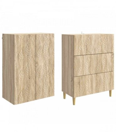 vidaXL Cabinet Set 2 pcs 66 x 34.5 x 90 cm Engineered Wood Sonoma Oak