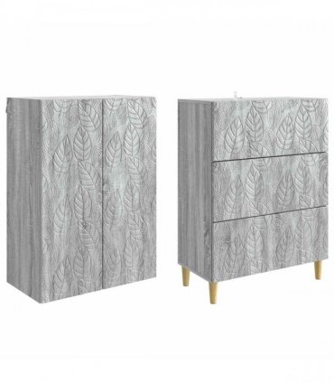 vidaXL Cabinet Set 2 pcs 66 x 34.5 x 90 cm Engineered Wood Grey Sonoma
