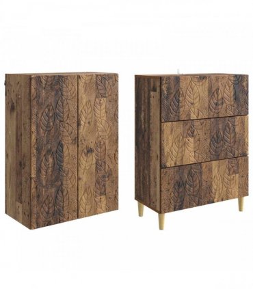 vidaXL Cabinet Set 2 pcs 66 x 34.5 x 90 cm Engineered Wood Old Wood