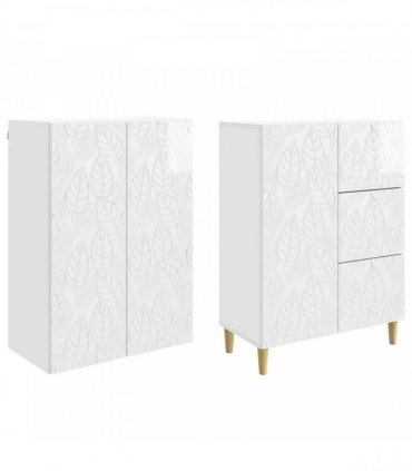 vidaXL Cabinet Set 2 pcs High Gloss White 66 x 34.5 x 90 cm
