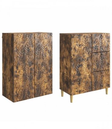 vidaXL Cabinet Set 2 pcs Smoked Oak 66 x 34.5 x 90 cm Engineered Wood