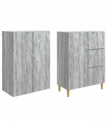 vidaXL Cabinet Set 2 pcs Grey Sonoma 66 x 34.5 x 90 cm Engineered Wood