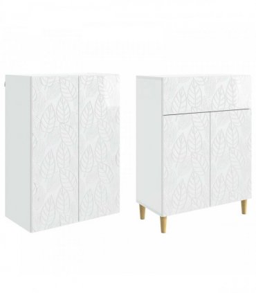vidaXL Cabinet Set 2 pcs High Gloss White Engineered Wood