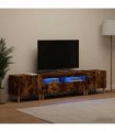 vidaXL 3 Piece LED TV Cabinet DELFT Smoked Oak Engineered Wood
