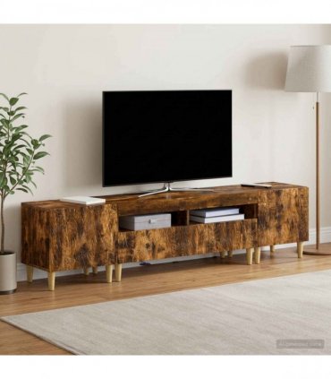 vidaXL 3 Piece LED TV Cabinet DELFT Smoked Oak Engineered Wood