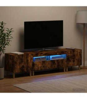 vidaXL 3 Piece LED TV Cabinet DELFT Smoked Oak Engineered Wood