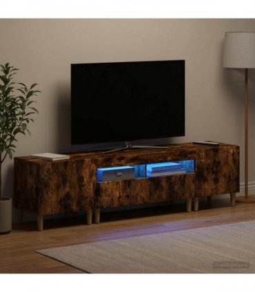 vidaXL 3 Piece LED TV Cabinet DELFT Smoked Oak Engineered Wood